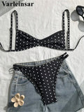 S - XL Polka Dot V Neck Bikini Women Swimwear Female Swimsuit Two-pieces Bikini set High Leg Cut Bather Bathing Suit Swim V8147