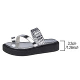 Silver Clip Toe Woven Slippers Women Beach Non Slip Thick Platform Slides Female Fashion Comfortable Slip On Wedge Sandal Mujer