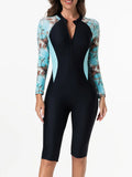 2026 Zipper Slim Swimsuit Women Long Sleeve & Knee One Piece Swimwear Female Bather Bathing Swimming Swim Surf Suit Beachwear