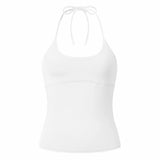 2026 Summer Women Solid Color Basic Vest Tie-up Halter U Neck Sleeveless Slim Fit Tank Tops Trendy Open Back Cami Streetwear