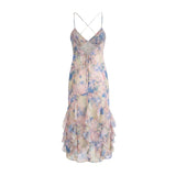 Sexy Backless Cross-strap Dress Elegant For Women With Stylish Design Ruffle Trim Slim Fit Fairy-style Beach Dress Charming FD1T