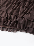 Women’s Layered Ruffle Bloomers Fashion Low Waist Bow Front Solid Color Shorts Casual Summer Mini Shorts