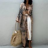 New 10 Colors Printed Long Sleeve With Belt Tunic Beach Cover Up Cover-ups Beach Dress Beach Wear Beachwear Female Women V4521