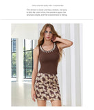 Summer Dress up Boho-style Women's Sleeveless Vest Versatile O-neck Slim fit Tank Top for Lady Solid Color Women's Short Top