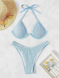 2026 Halter String Bikini Solid Trikini Push Up Swimsuit Women Sexy Swimwear Female Bathers Bathing Swimming Swim Suit Beachwear