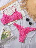 DEKA Leopard Bikinis Set Woman Wrinkled Bandeau Two Pieces Thong Swimsuits Beachwear Bathing Suit Print Swimwear Biquini