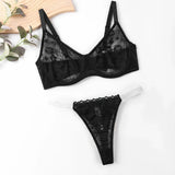 Sexy Floral Lace Womens Lingerie Set Breathable Erotic Bra And Briefs Sets Panties Thong Plus Size Underwear B C D E F Cup