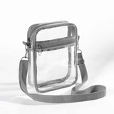 Women Clear Shoulder Bag Stadium Approved PVC Concert Transparent Purse Simple Crossbody Bag With Front Pocket Casual Handbag