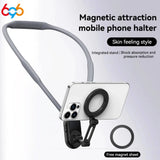 Portable Magnetic Neck Halter Mobile Phone Holder For IPhone 16 15 14 13 For Huawei For Samsung FOR Xiaomi Selfie Stand Bracket