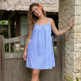 2026 Summer Women's Loose Fit Cami Dress Spaghetti Strap Flowy Mini Dress Dot/Striped Party Bohemian Holiday Sundress