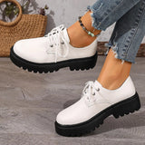 British Style Platform Oxford Shoes for Women Fashion Lace Up Thick Bottom Pu Leather Shoes Wman Plus Size 42 Office Work Shoes