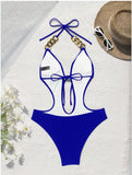 DEAK Sexy Deep V Neck Women Swimwear Hollow One Piece Swimsuit Women Backless Monokini Bathing Suit Beach Monokini Backless Lady