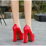 2022 New Model Catwalk Show 14CM High Heels Women's Banquet Party Round Toe Wear Single Shoes Large Size Women's Shoes 35-46