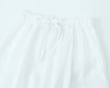 Foridol Cotton Linen White Long Pants Women Spring Summer Casual Wide Leg Pants Pantalones Elastic Waist Sash New Female Pants