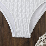 Sexy Mesh Long Sleeve Cover Up 3 Piece Bikini Set 2026 Swimwear Women White Pearls Strap Push Up High Waist Holiday Swimsuit