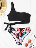 One Shoulder Bikini Set Sexy 2025 Swimsuit Women Solid Padded Swimwear Female Bathers Bathing Swimming Swim Suit Beachwear