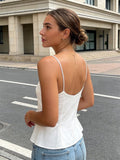 2026 Summer Women's Solid Color Vest Open Back Sleeveless Flared Hem Camisole Tank Tops Casual Retro Basic Cami