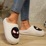 Women Cartoon Plush Slippers Winter 2024 Halloween Style Non Slip Warm Winter Home Slippers Ladies Casual Soft Sole Cotton Shoes