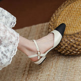 New 2025 Summer Women's Sandals Elegant Medium Heel Toe Mules Comfortable Office Women's Shoes Buckle Heels Dress Shoes