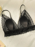 Women's sexy embroidered lace bra, transparent without steel ring gathering push ups fun and comfortable close fitting bra A2375