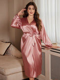 Noble And Elegant Solid Color Fashionable Nightgown Autumn And Winter Plus Size Women's Robe