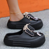 Women Fashion Clogs DIY Cute Bowknot Summer Platform Shoes Female Home Street Slippers Soft EVA Close Toe Girls Beach Sandals