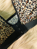 Hot 3/4 Cup Sexy Deep V leopard Wireless bra Fashion front closure Push up bra Comfortable unlined sexy lingerie