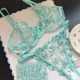 Everyday French Lace Bra Set Sheer Mesh Underwire Large Bust Support Floral Embroidery Comfort Wear Sexy MOYISU Panty Tushy Set