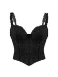 Sexy Lace Underwire Diamond Fishbone Crop Top Hot Girl Slim Fit Tank Top Women Top Deep V Suspenders Sleeveless Fashion J5O9
