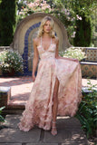 Women's Fashion Flower Print Bead Chain Halter Neck Long Dresses Sexy V-neck Backless Leace-up Slit Dress Lady Party Vestidos