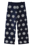 Foridol Floral Embroidery Cropped Pants Women Summer Casual Zip Navy Blue Fashion Female Pants Pantalones 2025 Mujer