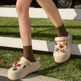 Women Fashion Clogs DIY Cartoon Charms Platform Shoes Woman Home Street Slippers Soft EVA Girls Daily Walking Beach Sandals