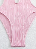 Sexy Halter V Neck Wrinkled Female Swimwear One Piece Swimsuit Women Backless Monokini High Leg Cut Bathing Suit Swim Beach Wear