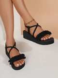 2025 New Women Leisure Sandals Summer Wedges Shoes Soft EVA Sole Light Weight Girls Student Daily Platform Sandalias