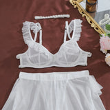 Toucheart Erotic Lingerie Versatile Hot Girls See-through Mesh Hollow Bodyshaping Pure Desire Sexy Delicate Underwear Split Kit