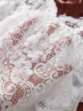 White Sexy Contrast Lace and Mesh Ruffle Babydoll Sleep Dress Woman Nightgown V-neck Open Bra Sleep Skirt Nighties Sleepwear
