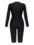 2026 Zipper Slim One Piece Swimsuit Women Long Sleeve & Knee Swimwear Female Bather Bathing Swimming Swim Surf Suit Beachwear