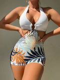 2026 Sexy Halter Swimsuit One Piece Swimwear Women Ring Linked Monokini Bathers Bathing Swimming Swim Suit Female Beachwear