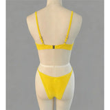 S - XXL Sheer Splicing Bikini Women Swimwear Female Swimsuit Two-Pieces Bikini Set High Leg Cut Bather Bathing Suit Swim V7518