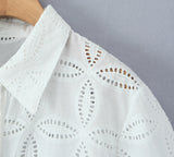 Foridol Summer Casual White Lace Dress Set for Women Hollow Out Embroidery Skirt Outfits 2 Pcs Loose Beach New Suit Skirt Set