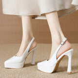 Baotou Slingbacks Sandals Women's Summer 2026 New Pointed Thin Heel High Heels for Ladies Waterproof Table Not Tired Foot Shoes