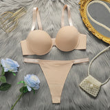 Suitable for small breasts thickening brassiere Sexy Underwire Two Piece Push Up Bras Lingerie Set For Women B2051