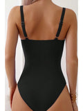 U Shaped Pleated Swimsuits Female Swimwear One Piece Swimsuit Women Monokini High Cut Bathing Suit Swim Beachwear Slim Bodysuit