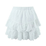 Foridol Summer Off Shoulder White Lace Skirt Set Dress Women Outfits Ruffles Tiered Mini Flower Embriodery Two Pieces Beach Suit