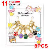 Cat Knitting Stitch Markers Metal Animal Enamel Charms Crochet Locking Knitting Markers Sew Accessories