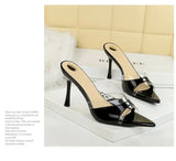 BIGTREE Shoes Women PVC Transparent Shoes for Women Sexy Pointed Open Toe Shallow Slider Slippers Ladies Sandal High Heels Mules