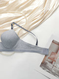 2-piece women's sexy striped bra with steel rims gathered push up straps adjustable daily comfort bra R8814