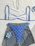 XS - XL Flowers Printed High Leg Cut Bikini Female Swimsuit Women Swimwear Two-pieces Bikini Set Bather Bathing Suit Swim Lady
