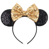 Disney Mickey Mouse Ears Leopard Print Headbands for Girls Baby Women Sequins 5"Bows Hair Accessories Adults Hairbands Kids Gift
