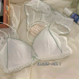 Women's French Ruffle Bralette Set | Wirefree Push Up with Silk Touch Thin Cups for Small Chest | Sweet & Trendy MOYISU Bra S-XL